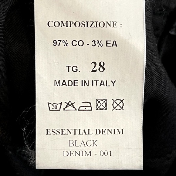 Represent Mens Essential Denim Jeans in Black Denim Made in Italy Size 28 - Picture 7 of 7